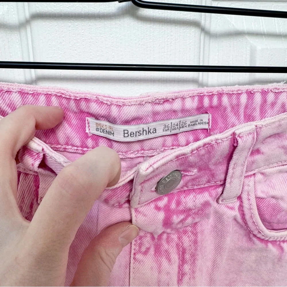 BERSHKA NWOT SZ 4 Pink Denim Mini Skirt